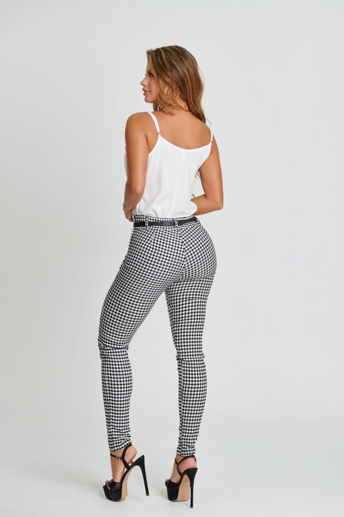 Pantalón Cuadros Dama Negro 11917