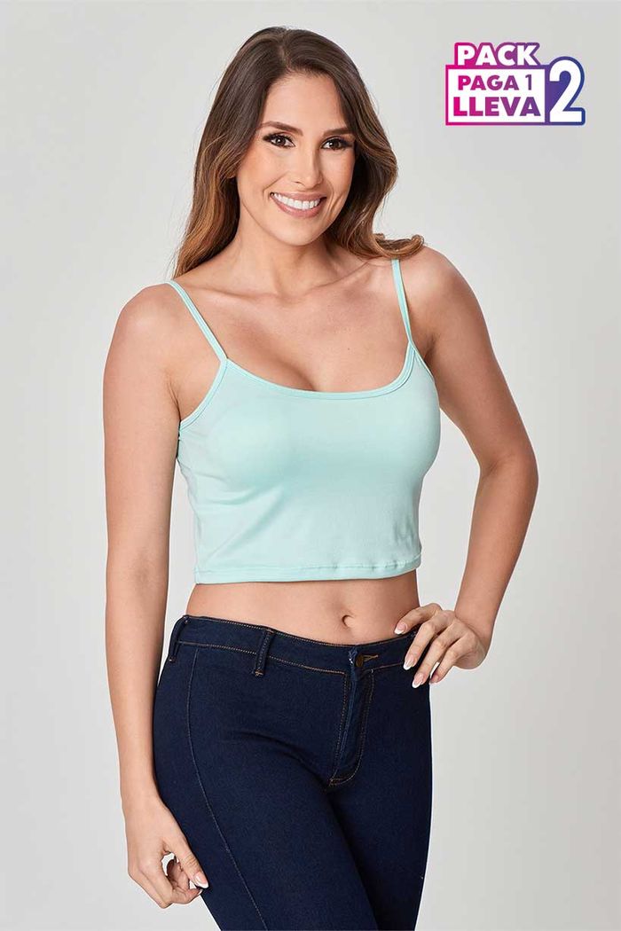 Pack X2 Blusa Corta De Tiras Dama IC5139