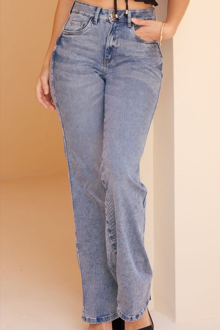 JEAN DAMA BOTA RECTA EN DENIM STRECTH P12943