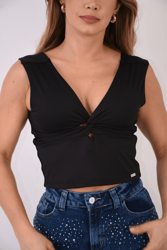BLUSA DAMA CORTA CON DELANTERO CRUZADO Y MB7335
