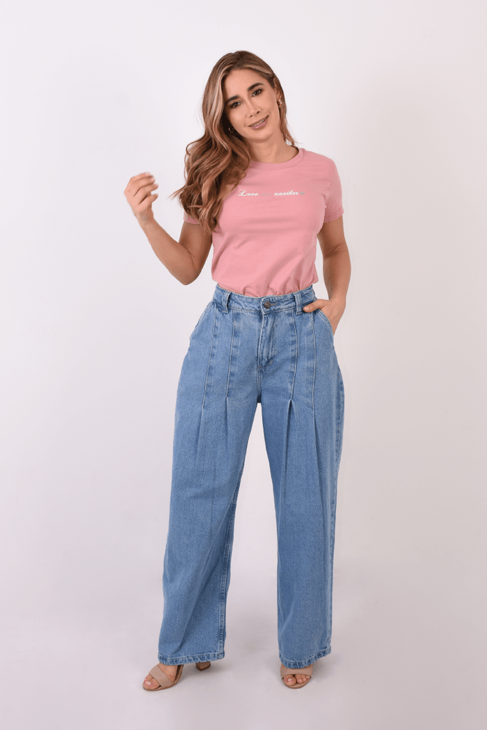 JEAN DAMA CON PRENCES EN DENIM RIGIDO MDP028