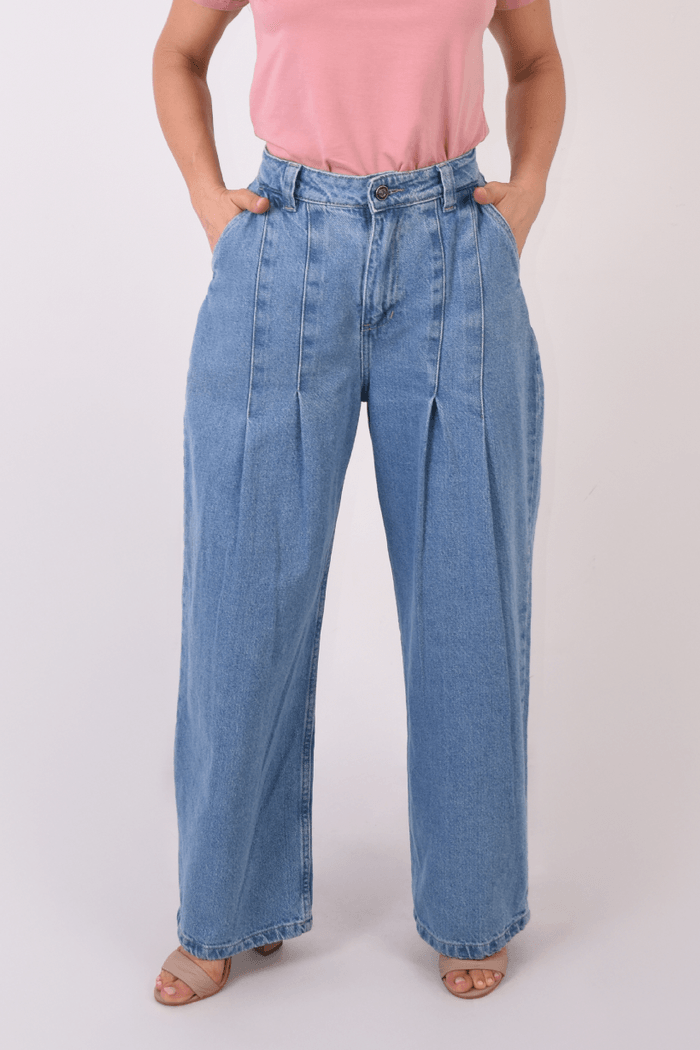JEAN DAMA CON PRENCES EN DENIM RIGIDO MDP028