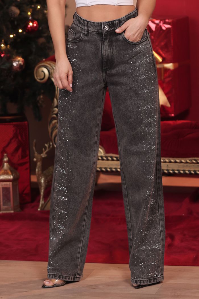 JEAN DAMA CON APLIQUES BRILLOS EN DENIM MDP034